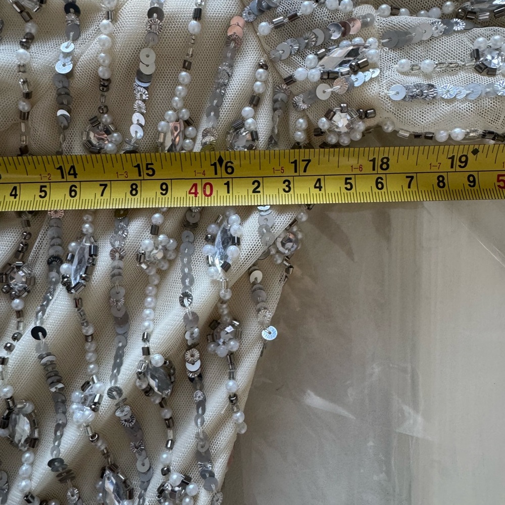 New Mac Duggal Silver Flounce Sleeve Midi Dress 5579 Size 4 - Picture 10 of 11